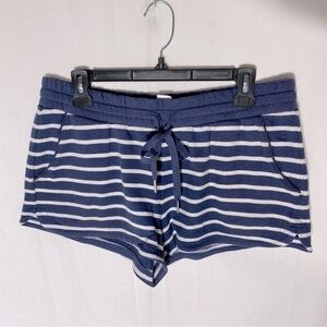 5/$25 Cleo Petites Navy White Striped Cotton Blend Shorts MP